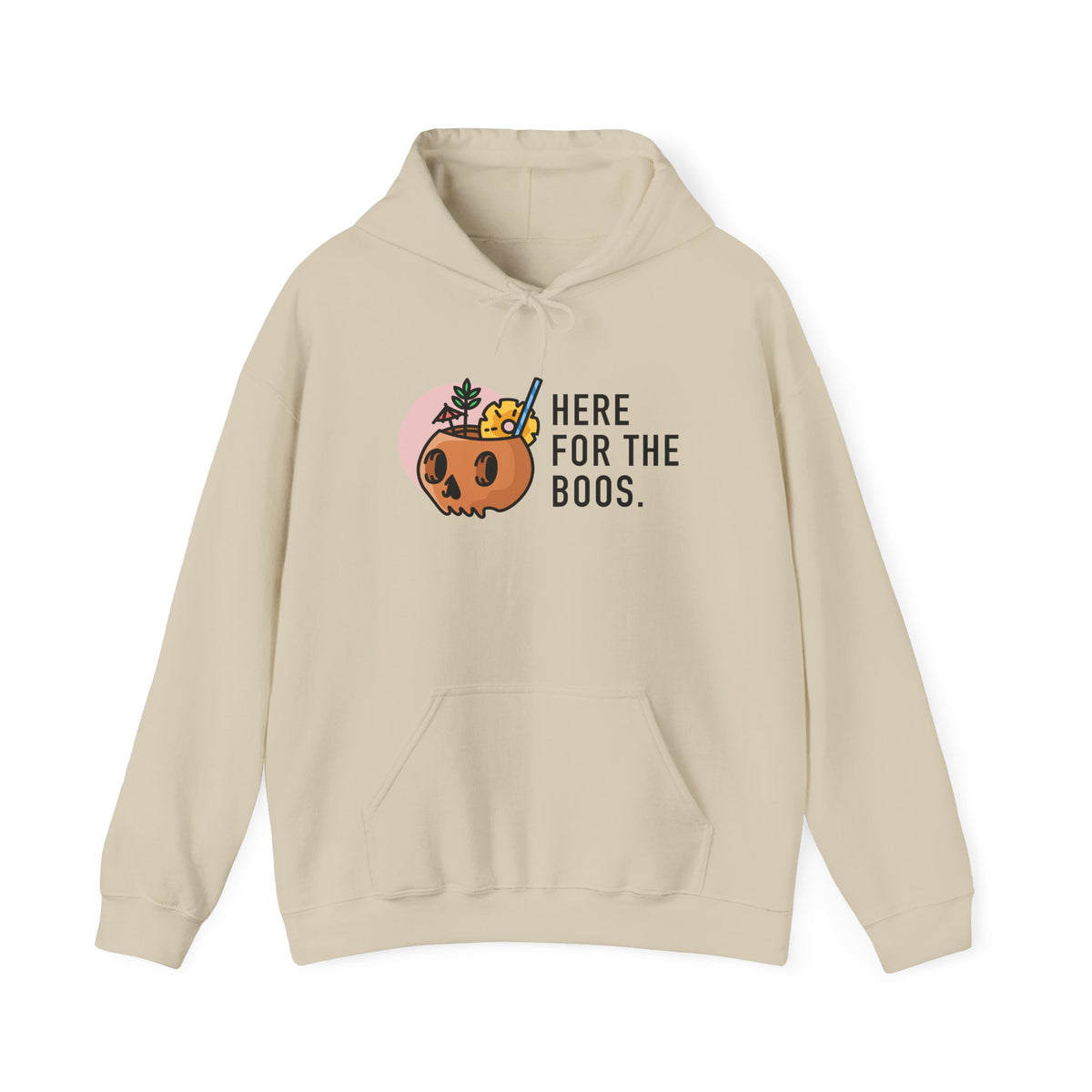 Halloween Hoodie - "Here For The Boos" Pumpkin Skull Graphic