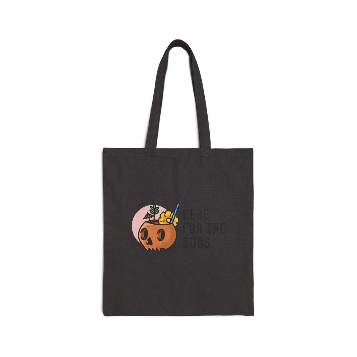 Halloween Pumpkin Tote - "Here For The Boos" Cotton Canvas Bag