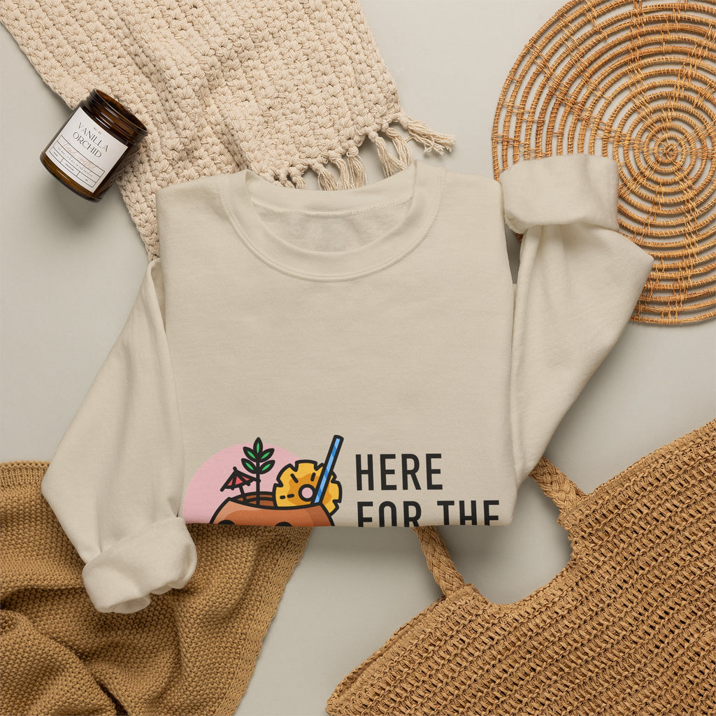 Halloween Sweatshirt — "Here for the Boos" Cute Pumpkin Skull Graphic