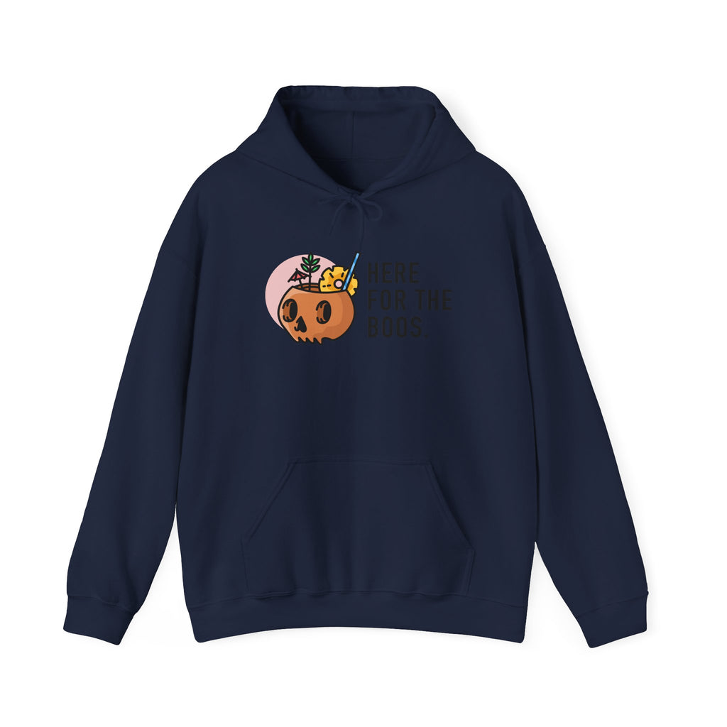 Halloween Hoodie - "Here For The Boos" Pumpkin Skull Graphic
