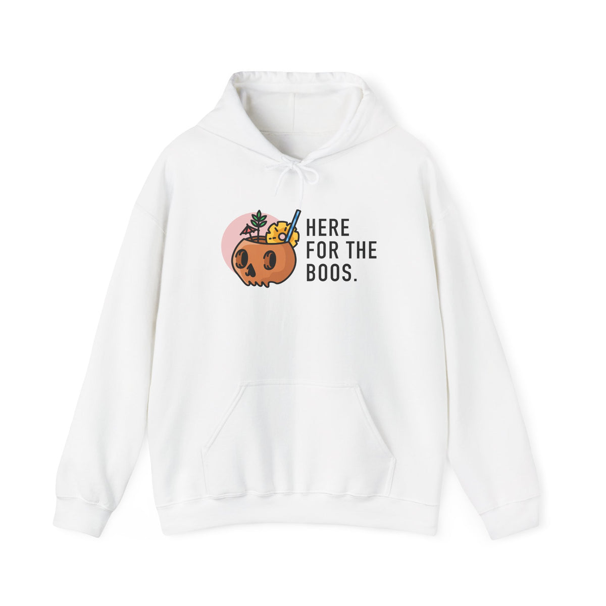 Halloween Hoodie - "Here For The Boos" Pumpkin Skull Graphic