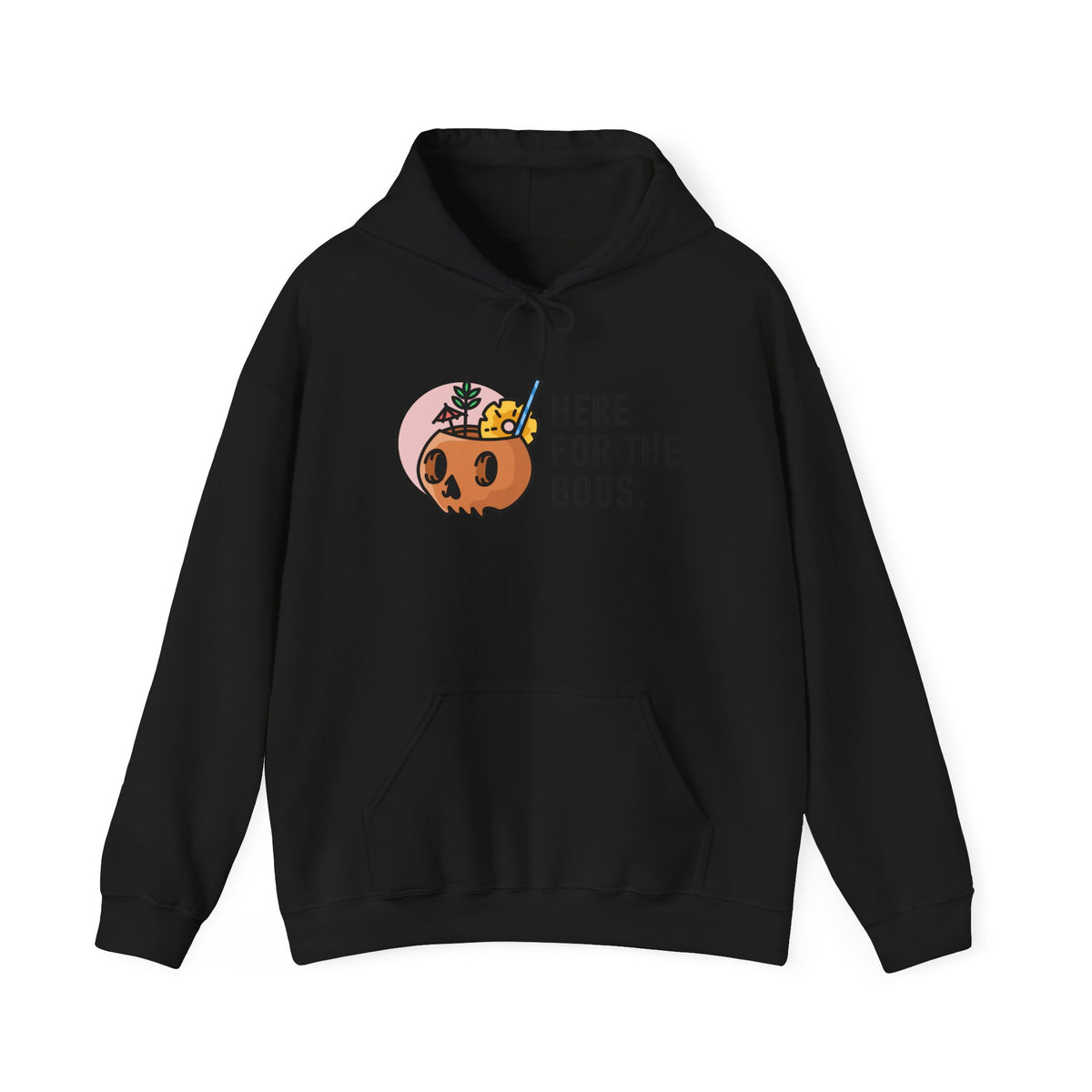 Halloween Hoodie - "Here For The Boos" Pumpkin Skull Graphic