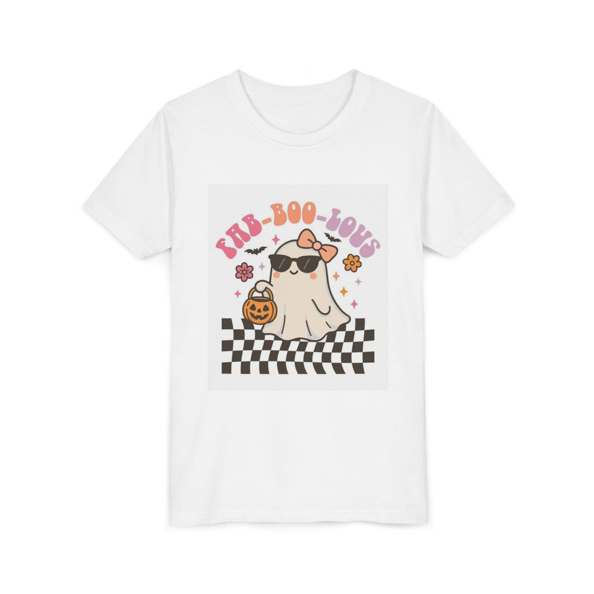 Youth Tee — "Fab-Boo-Lous" Cute Ghost Halloween Shirt