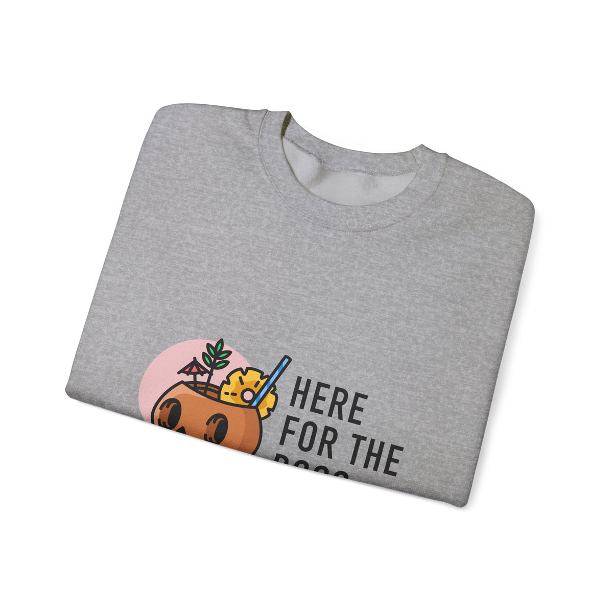 Halloween Sweatshirt — "Here for the Boos" Cute Pumpkin Skull Graphic