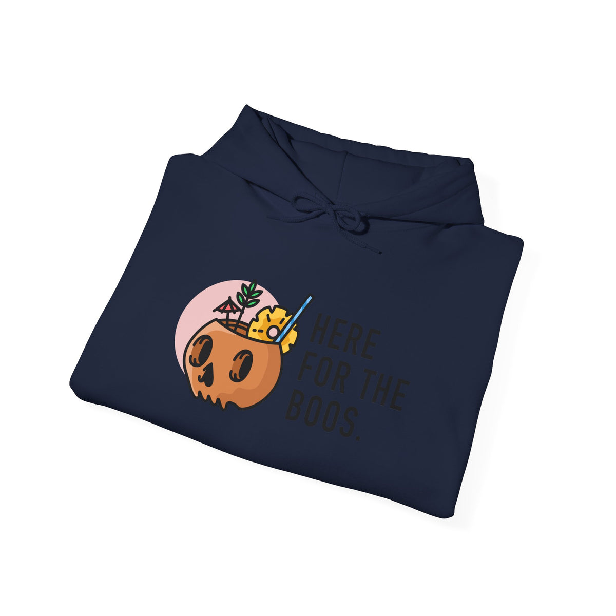 Halloween Hoodie - "Here For The Boos" Pumpkin Skull Graphic