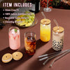 Glass Cups with Bamboo Lids