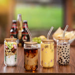Glass Cups with Bamboo Lids