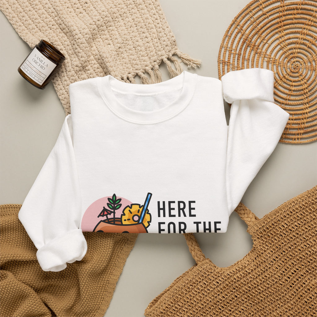 Halloween Sweatshirt — "Here for the Boos" Cute Pumpkin Skull Graphic