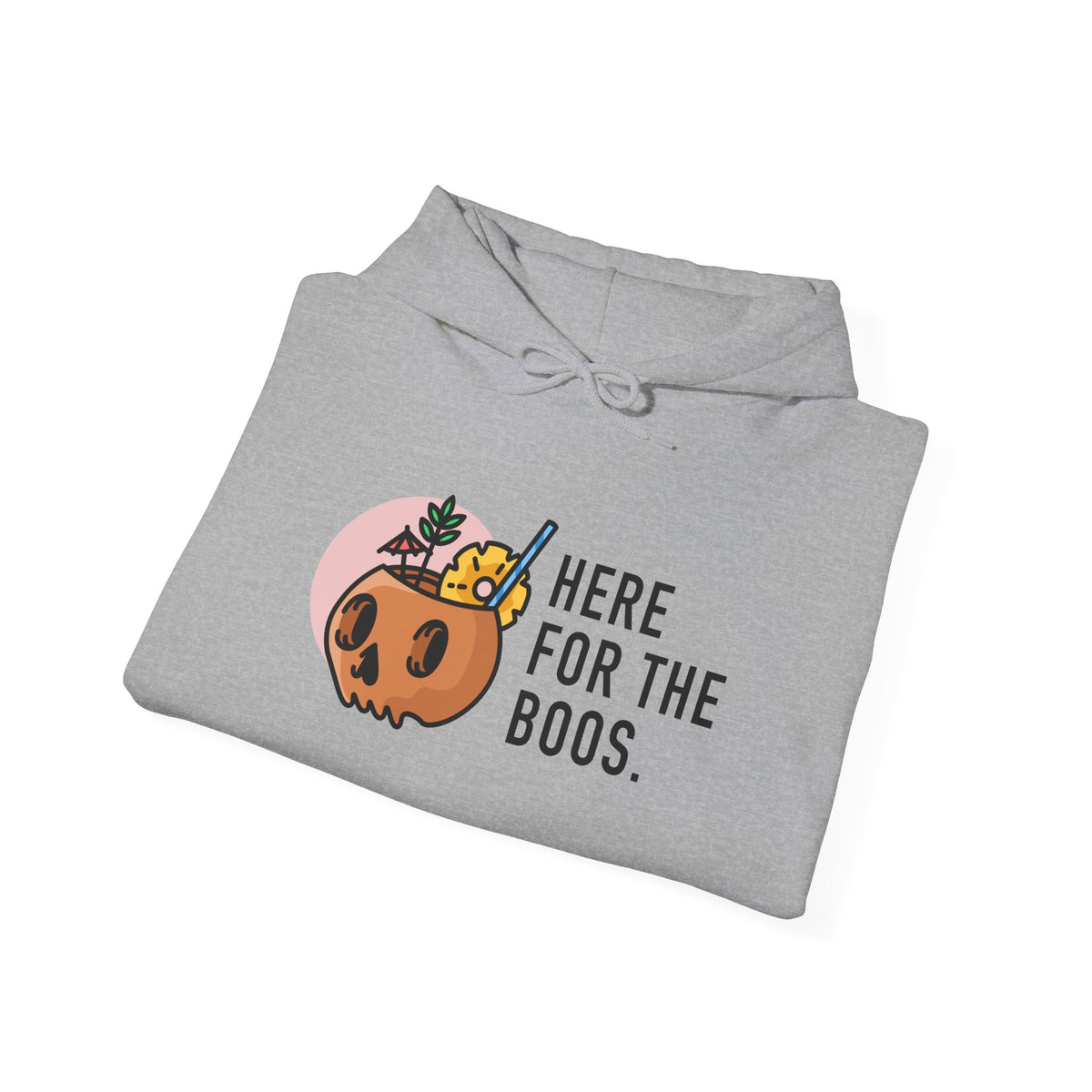 Halloween Hoodie - "Here For The Boos" Pumpkin Skull Graphic