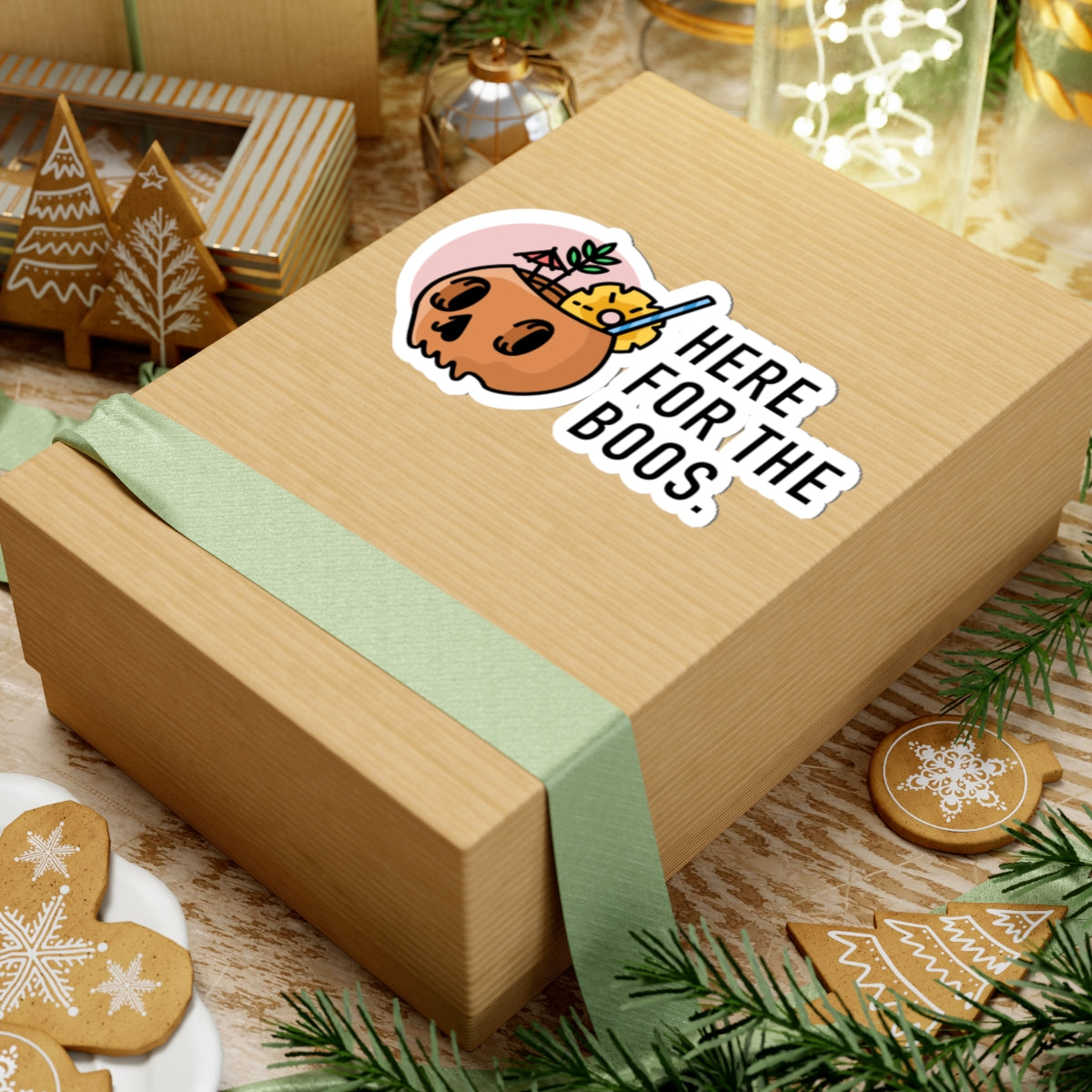 Halloween 'Here for the Boos' Kiss-Cut Sticker