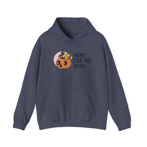 Halloween Hoodie - "Here for the Boos" Cute Pumpkin Ghost Party Sweatshirt