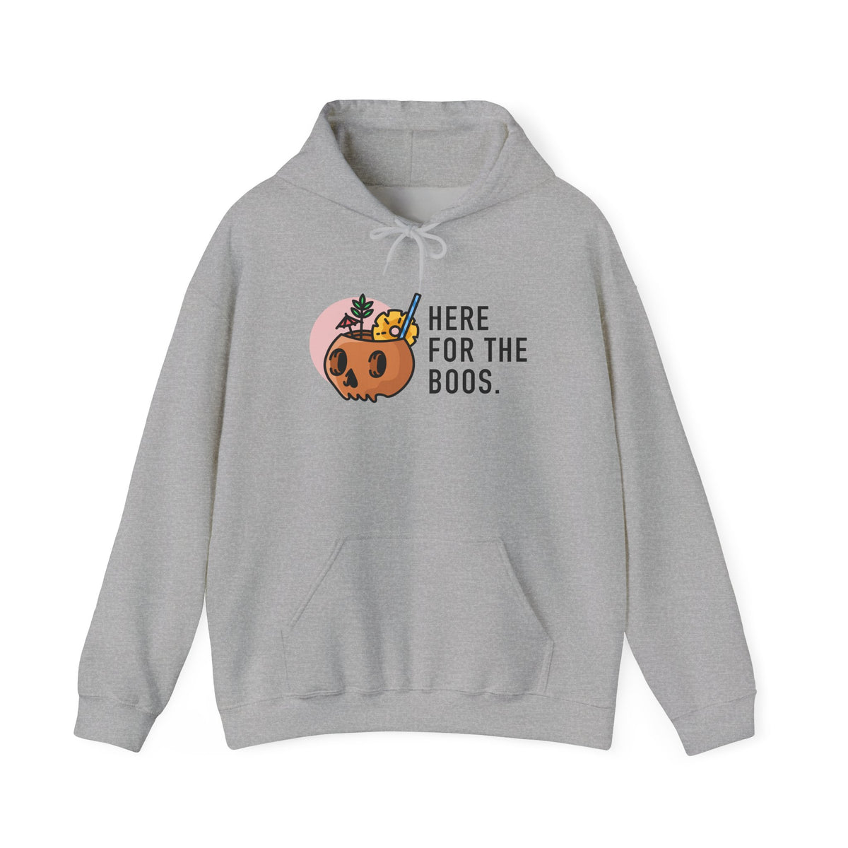 Halloween Hoodie - "Here For The Boos" Pumpkin Skull Graphic
